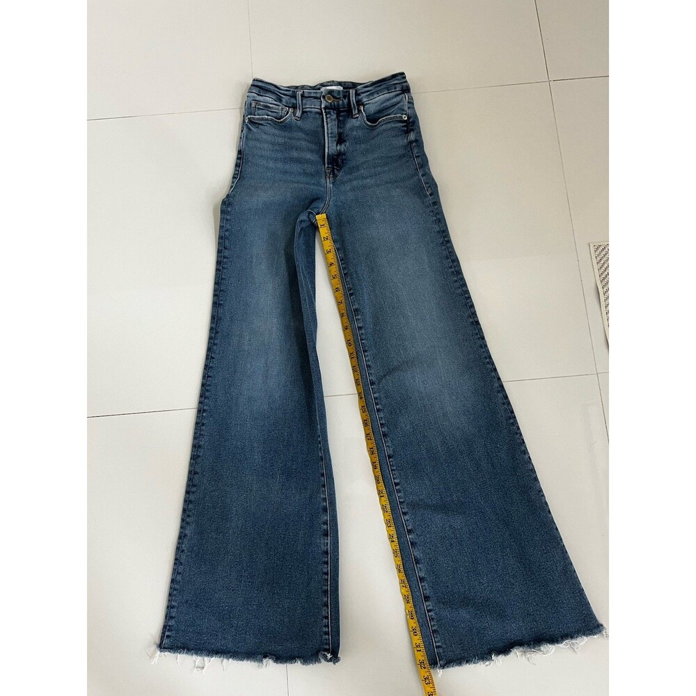 GOOD AMERICAN High Rise Wide Leg Palazzo Pants Jeans Stretch Designer 2 / 26 - Picture 4 of 11